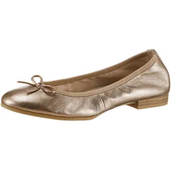 Ballerina TAMARIS, Damen, Gr. 38 (5), braun (kupferfarben), Veloursleder, metallic, modisch, Schuhe, Festtagsschuh, Hochzeitsschuh, Flats mit schönem Metallic-Schimmer