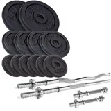 ScSPORTS® Hantel-Set Hanteln Kurzhanteln Langhantel SZ Stange Gewichte 31mm Guss schwarz