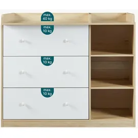 [en.casa] Wickelkommode Beldinupp mit Wickelaufsatz 93x110x55 cm Eicheoptik/Weiß [en.casa]