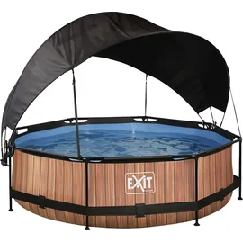 EXIT TOYS Wood Pool 300 x 76 cm inkl. Filterpumpe und Sonnensegel