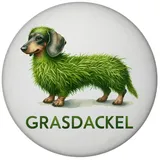 speecheese Grasdackel schwäbischer Dialekt Magnet rund Witziger Dialekt-Kühlschrankmagnet aus Baden-Württemberg Lustiger Schwaben-Hund mit Grasfell für BW-Fans