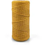 Netuno 1x Makramee Garn Honiggelb 3 mm 100 m einfach gedreht Baumwollkordel Kordelband Naturkordel Bunte Baumwoll-Bastelschnur für Makramee Garn Kordel Makramee farbig Twisted Macrame Cord Cotton