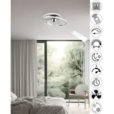 Trio LED Deckenleuchte »UMEA ø silber Chrom mit Ventilator
