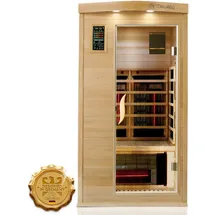 Dewello Dewello® Infrarotkabine Pierson Pro 100x100 für 1 Person, Hemlockholz & Zeder, 3 DUO-Vollspektrumstrahler, 3 Karbonstrahler