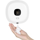 Wandmontierter Automatischer Seifenspender, 300 ml Wiederaufladbarer Smart Sensor Seifenspender, IPX5 Wasserdichter Berührungsloser Schaumspender für Badezimmer Küche Hotel Restaurant (White)