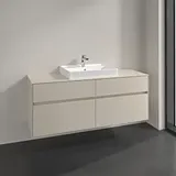 Villeroy & Boch Collaro Waschtischunterschrank C084B0VN 140x54,8x50cm, Waschtisch mittig LED-Beleuchtung 10,4 W, cashmere grey