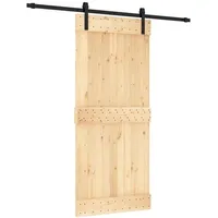 vidaXL Schiebetür mit Beschlag 90x210 cm Massivholz Kiefer