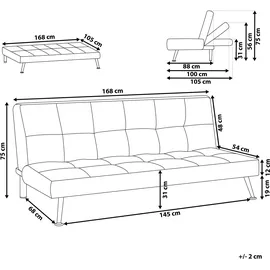 Beliani Schlafsofa HASLE Stoff Sandbeige 3-Sitzer