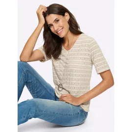 Inspirationen WITT WEIDEN V-Shirt in ecru-sand-gemustert | Gr.: 44