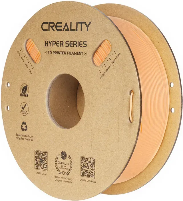 Creality Hyper PLA, Farbe: Pfirsichpuder, 1 kg, Hochgeschwindigkeitsdruck 30–600 mm/s, Formgenauigkeit ±0,02 mm, kompatibel mit den meisten FDM-3D-Druckern, 1 kg (2,2 lbs) Spule