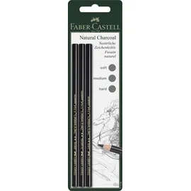 Faber-Castell Kohlestift PITT 3 St. schwarz