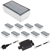 10er-Set LED Pflasterstein CUS, IP67, 230V, 20x10x4cm, kaltweiß