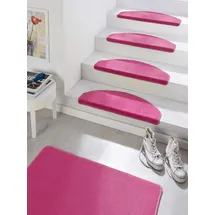 HANSE HOME »Fancy«, halbrund, 7 mm Höhe, 15 Stück, Treppenmatten, Selbstklebend, Stufenteppich, Treppenstufen pink ca. 23x65cm