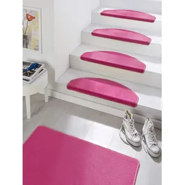HANSE HOME »Fancy«, halbrund, 7 mm Höhe, 15 Stück, Treppenmatten, Selbstklebend, Stufenteppich, Treppenstufen pink ca. 23x65cm
