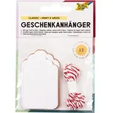 Folia Geschenkanhänger weiß, natur Set Classic 12 St.