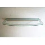 Dekoleidenschaft Wandregal aus 6mm Glas, klar mit satiniertem Rand, Glasregal 60x20-25 cm, Convex, Glasboden mit Alu-Wandschiene, Glasablage, Badregal, Eckregal Bad Ablage Regal
