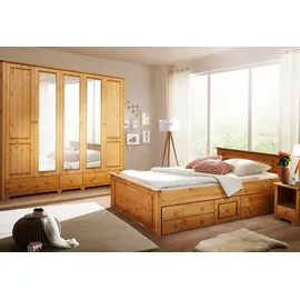 OTTO home Schlafzimmer-Set Hugo, (Set, 4-tlg), Bett 180x200 cm, 5-trg Kleiderschrank und 2 Nachttische beige