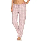 normann-wäschefabrik NORMANN Dame Flanell Schlafanzug Hose kariert Baumwolle - 50449 in rosa | Gr.: 44-46