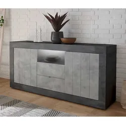 Design Sideboard mit offenem Fach Beton Grau und Dunkelgrau