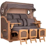 Mr. Deko Strandkorb Düne Grande XXL Bullauge Teak PE grey Dessin 551