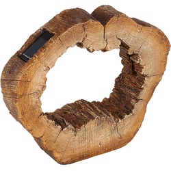 Solarleuchte Außen Holzscheibe Außenleuchte Holzoptik IP44, Baumstamm braun, Garten Dekoration, 1x LED 3000K, HxLxB 25,5x30,5x8,5 cm