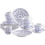 Kahla Blau Saks Kaffeeservice 18-tlg. blau/strohblumenmuster