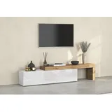 INOSIGN Lowboard INOSIGN "Chronos TV-Board, TV-Schrank", weiß hochglanz, eiche wotan, B:270cm H:51cm T:40cm, Sideboards, Lowboard, Breite 270 cm TV-Board,Lowboard,1 Klappe und ein L-Förmiger Aufsatz