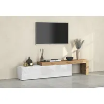 INOSIGN Lowboard INOSIGN "Chronos TV-Board, TV-Schrank", weiß hochglanz, eiche wotan, B:270cm H:51cm T:40cm, Sideboards, Lowboard, Breite 270 cm TV-Board,Lowboard,1 Klappe und ein L-Förmiger Aufsatz