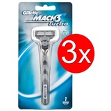 Gillette Rasierset Mach3 Turbo Rasierer Set Nassrasierer Herren Männer Trimmer Rasur, 3-tlg., einzigartig, Flexible Klingen, Für empfindliche Haut, Gleitstreifen