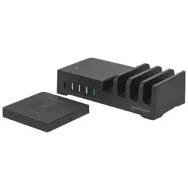 Manhattan Power Delivery Charging Station with Qi Wireless Charging Pad (36 W), USB Ladegerät, Schwarz