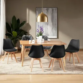 Tectake tectake® Esszimmerstuhl, gepolsterte Sitzfläche, massive Holzbeine, 49 x 56 x 82,5 cm