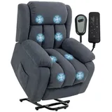autolock Relaxsessel Fernsehsessel mit Aufstehhilfe,Elektrisch Relaxsessel+Liegefunktion, Polstersessel mit Massagefunktion, 93x91x103 cm, Dunkelgrau grau