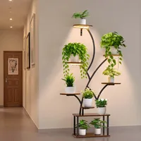 Vevor Pflanzenständer mit Wachstumslichtern, 8-stöckiges Pflanzenregal, Blumenständer, 3 Timer- & 10 Helligkeitsstufen, Blumenregal als Dekoration für Wohnzimmer & Balkon, 920x310x1575 mm