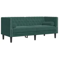 vidaXL Sofa Chesterfield-Sofa mit Nackenrollen 2-Sitzer Dunkelgrün Samt grün