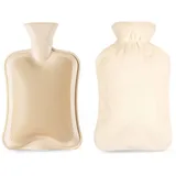 Blumtal Premium Wärmflasche mit Bezug aus weichem Kunstfell 1,5l - Wärmeflasche aus Naturkautschuk - Wärmflasche Freundin Geschenk - Hot Water Bottle Luxus - auslaufsichere Bettflasche - Weiß