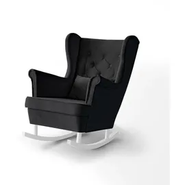 beautysofa Schaukelsessel Fabio Textil 82 x 103 x 108 cm Schwarz