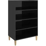 vidaXL Sideboard 4 Einlegeböden Bücherschrank Bücherregal Beistellschrank Kommode Anrichte Mehrzweckschrank Schrank Hochglanz-Schwarz 57x35x90cm Holzwerkstoff