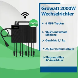 sunpro power Growatt NEO Wechselrichter 2000M-X2 | PV WIFI Wechselrichter für Balkonkraftwerk