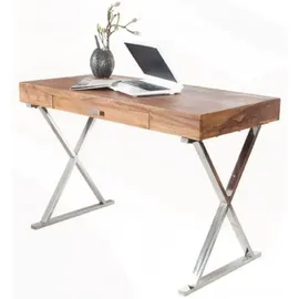 Casa Padrino Schreibtisch mit Schublade Braun / Silber