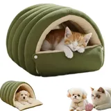 Gemütliches Monster Katzenbett Haustierhöhle - Weiches, warmes Katzenhaus-Zelt mit abnehmbarem waschbarem Kissen - Kuscheliges Winterbett für Katzen und kleine Hunde (Grün, M)