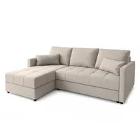 AX Living Ecksofa, Beige, Textil, Teilmassiv,Kiefer, Uni, 5-Sitzer, Füllung: Polyurethan (Pur), L-Form,Rechteckig, rund, 226x140 cm, Oeko-Tex®, Oeko-Tex® Standard 100, Gots, Pefc, FSC 100%, FSC Mix, FSC Recycled, TÜV Rheinland, TÜV Süd, Reach, Made in Europe, Wohnzimmer, Sofas & Couches, Wohnlandschaften, Ecksofas