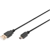Digitus USB 2.0 Anschlusskabel, Typ A - mini B (5pin) St/St, 1.8m schwarz