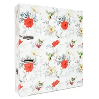 Adina Motivordner 8cm Mohn, wilde Blume, Nachtigall-Vogel mit Blättern