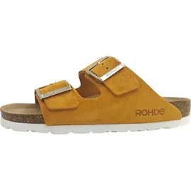 ROHDE Damen Pantolette Velours Leder zwei Schnallen Komfortweite Alba 5590, Größe:38 EU, Farbe:Orange - 38