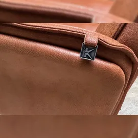 KAWOLA Relaxsessel JOSIANE Drehsessel Lederfaserstoff cognac mit Hocker