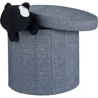 Relaxdays Sitzhocker mit Stauraum Größe L, Fußhocker mit Deckel, Polsterhocker zur Aufbewahrung, 43x45x45 cm, dunkelgrau