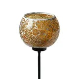 MARELIDA Windlicht Teelichthalter Deko Mosaik Gartenstecker Gartenstab orange
