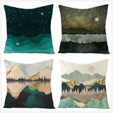 Kissenbezug 80x80 Gold Weiß Grün Kopfkissenbezug 80x80 Baumwolle Leinen sofakissen mit Reißverschluss Dauerhaft Kissenbezüge 80x80 Knitterfreie Starke Atmungsaktivität Couchkissen 4 Pcs