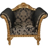 Casa Padrino Barock Lounge Sessel Schwarz Muster / Gold Möbel Antik Stil - Wohnzimmer Club Möbel Sessel - Limited Edition
