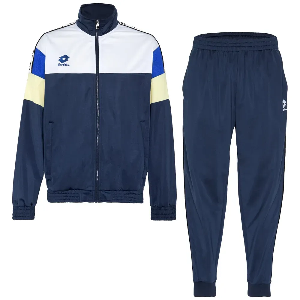 Trainingsanzug LOTTO, Herren, Gr. XXL (60/62), naval academy, 100% Polyester, mehrfarbig, Sportanzüge Trainingsanzug, - im Retrodesign (Calcio '93)